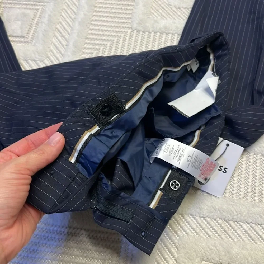 BOSS - Pinstripe Dress Pants - Navy